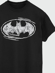 Brands In Black Mens Batman Sketch Logo 100% Cotton T-Shirt - Image 3 of 3