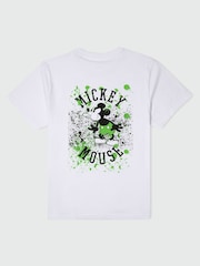 Brands In White Men Mickey Mouse Lime Splatter Disney 100% Cotton T-Shirt - Image 1 of 2