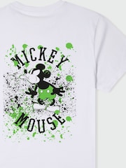 Brands In White Men Mickey Mouse Lime Splatter Disney 100% Cotton T-Shirt - Image 2 of 2