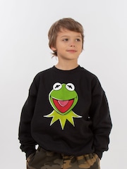 Brands In Black Boys Disney Muppets Kermit Head 100% Cottton Sweatshirt - Image 1 of 3