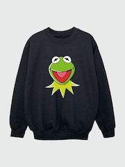 Brands In Black Boys Disney Muppets Kermit Head 100% Cottton Sweatshirt - Image 2 of 3
