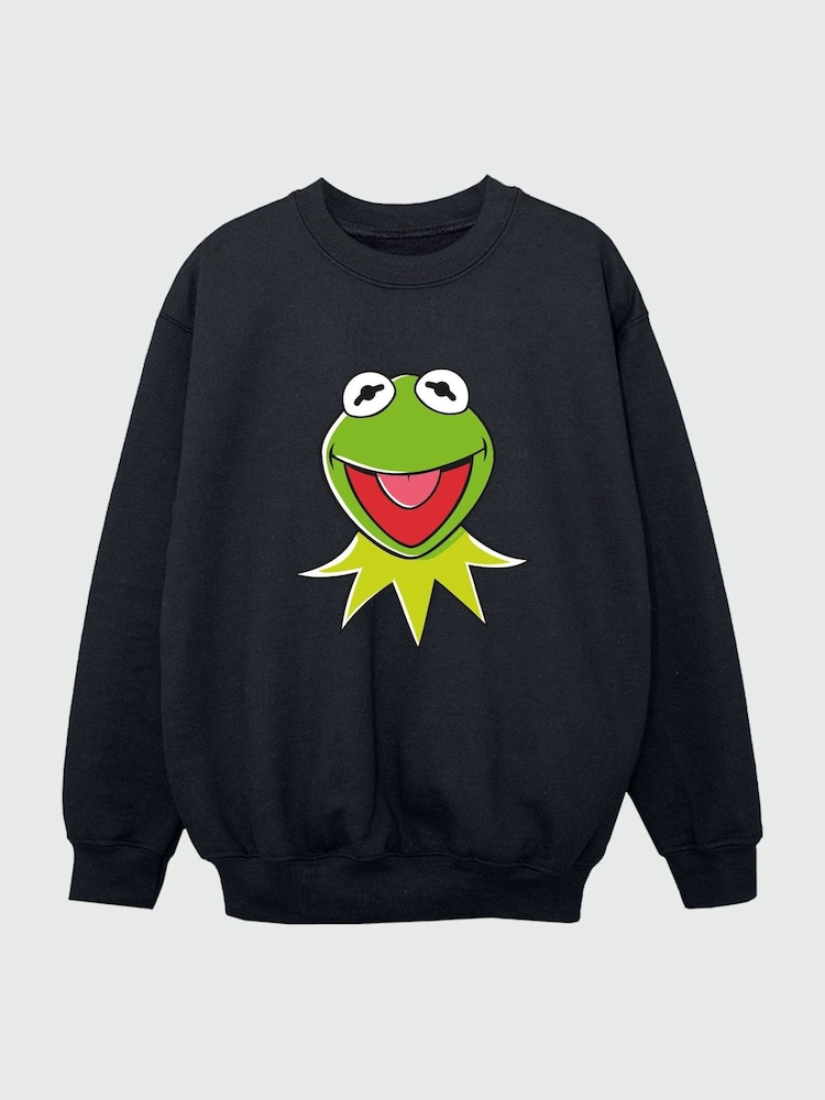 Brands In Black Boys Disney Muppets Kermit Head 100% Cottton Sweatshirt - Image 2 of 3
