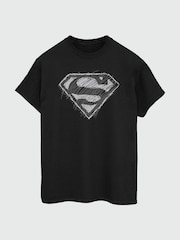 Brands In Black Mens Superman Logo Sketch 100% Cotton T-Shirt - Image 2 of 3