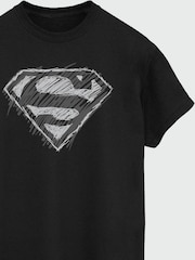 Brands In Black Mens Superman Logo Sketch 100% Cotton T-Shirt - Image 3 of 3