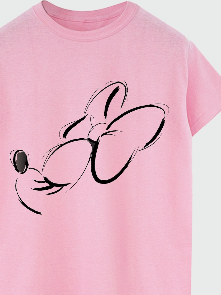 Brands In Pink Women Disney Minnie Mouse 100% Cotton T-Shirt - Image 3 of 3