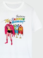 Brands In White Womens Boyfriend Fit Batman Comic Cover Rainbow 100% Cotton T-Shirt - Image 2 of 3