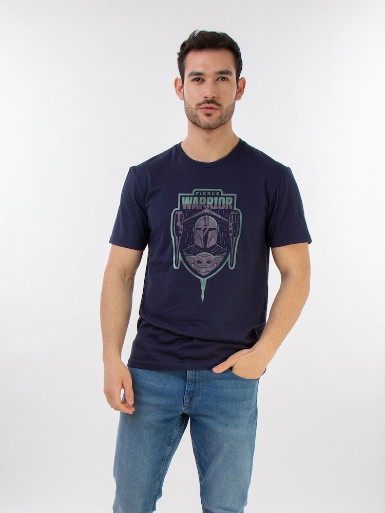 Brands In Blue Mens Star Wars The Mandalorian Poster 100% Cotton T-Shirt - Image 1 of 3