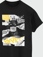 Brands In Black Men Warner Bros 100th Celebration Batman Newspaper 100% Cotton T-Shirt - Image 2 of 3