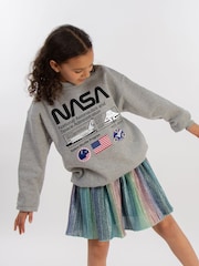 Brands In Grey NASA Space Admin Girls Heather Sweatshirt - Image 1 of 3