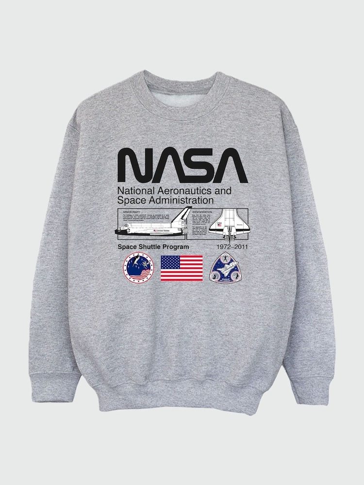 Brands In Grey NASA Space Admin Girls Heather Sweatshirt - Image 2 of 3