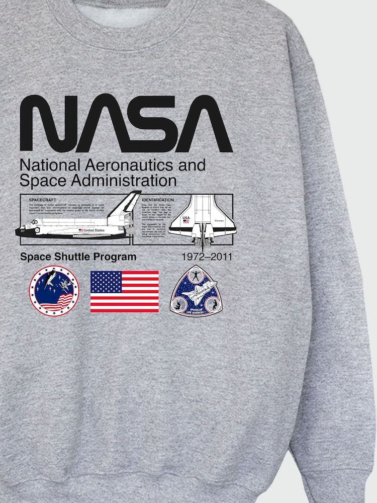 Brands In Grey NASA Space Admin Girls Heather Sweatshirt - Image 3 of 3