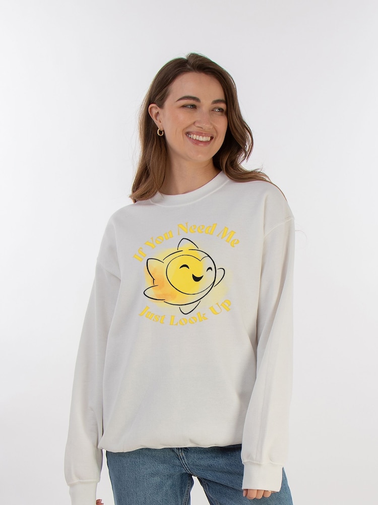 Brands In White Womens Wish If You Need Me Just Look Up Sweatshirt - Image 1 of 3
