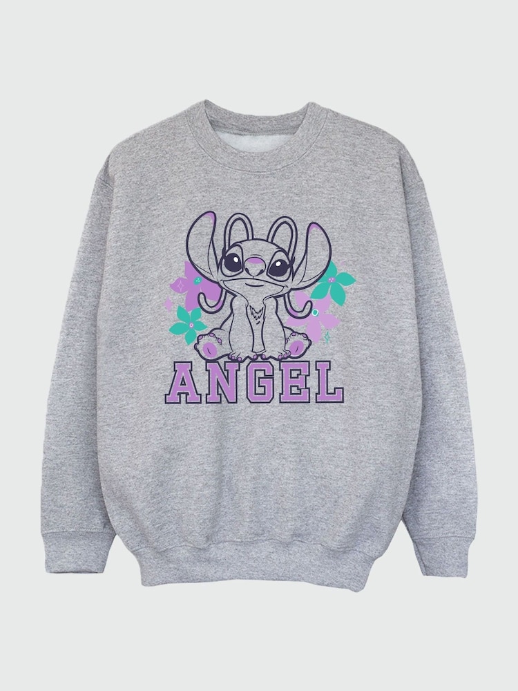 Brands In Grey Lilo & Stitch Angel Girls Heather Sweatshirt - Image 2 of 3