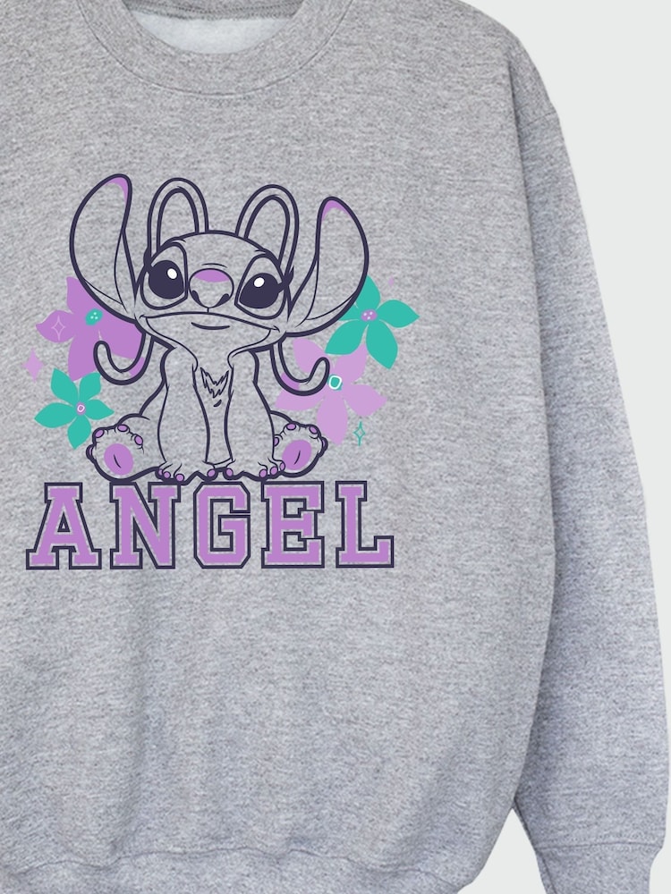 Brands In Grey Lilo & Stitch Angel Girls Heather Sweatshirt - Image 3 of 3
