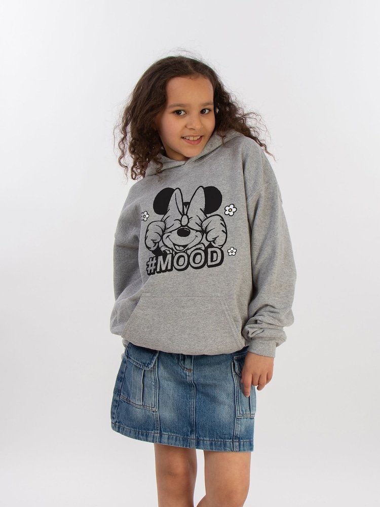 Brands In Grey Girls Minnie Mouse Three Faces Disney 100% Cotton Hoodie - Image 1 of 3