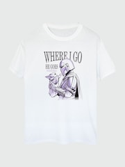 Brands In White Women Boyfriend Fit Star Wars Mandalorian Grogu Mood Heather T-Shirt - Image 2 of 3