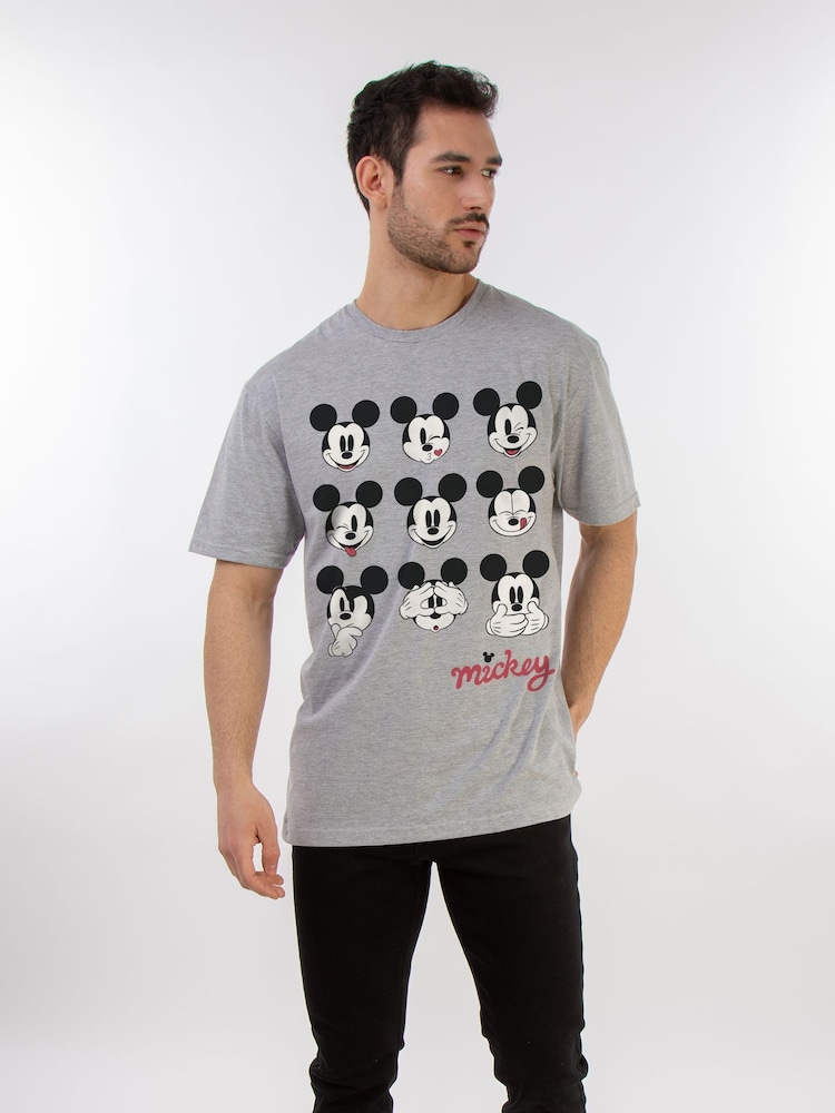 Brands In Grey Mickey Mouse Many Faces Men Heather Disney T-Shirt - Image 1 of 3