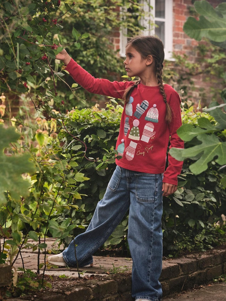 FatFace Red Festive T-Shirt - Image 1 of 6