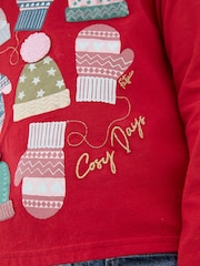 FatFace Red Festive T-Shirt - Image 5 of 6