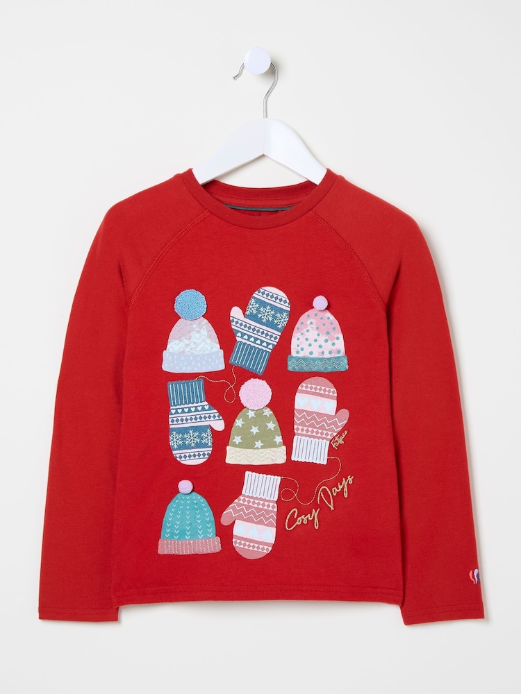 FatFace Red Festive T-Shirt - Image 6 of 6