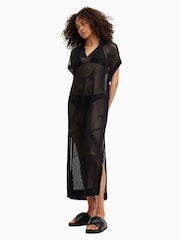 AllSaints Black A Star Mesh Dress - Image 4 of 6