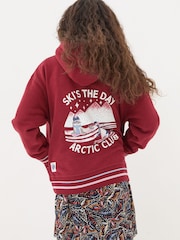 FatFace Berry Pink Penguin Popover Hoodie - Image 2 of 5