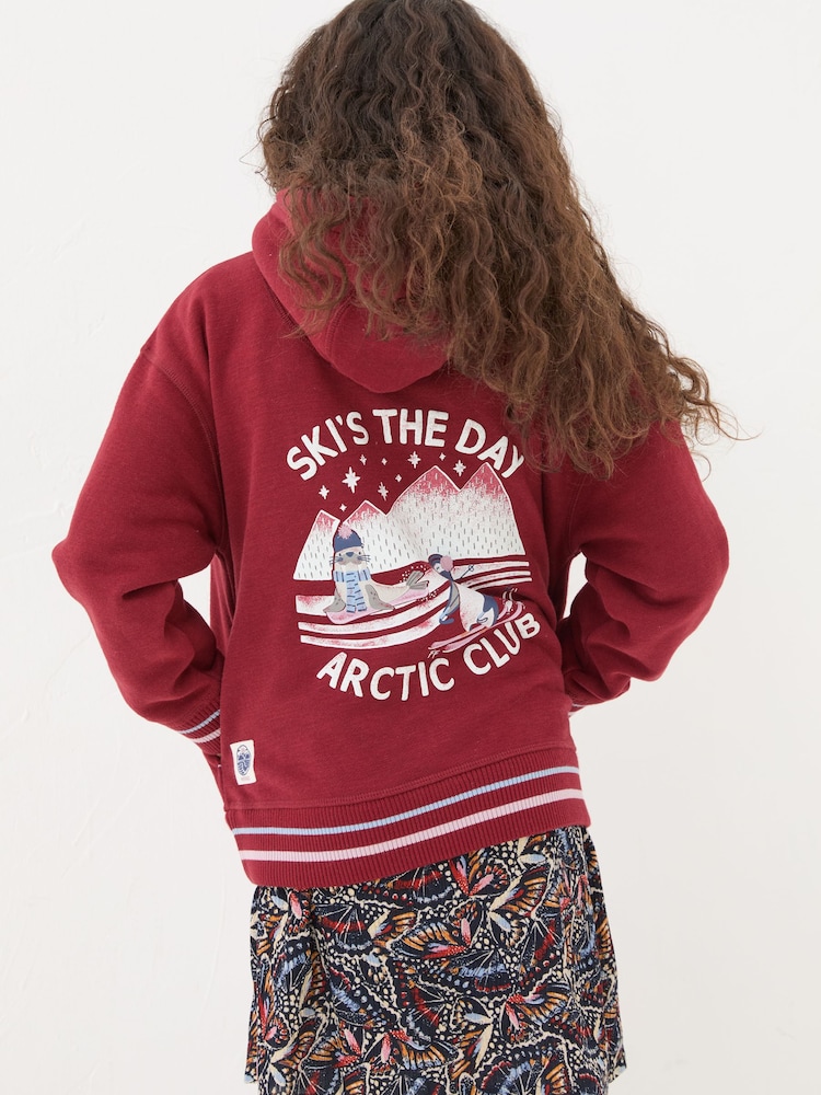 FatFace Berry Pink Penguin Popover Hoodie - Image 2 of 5
