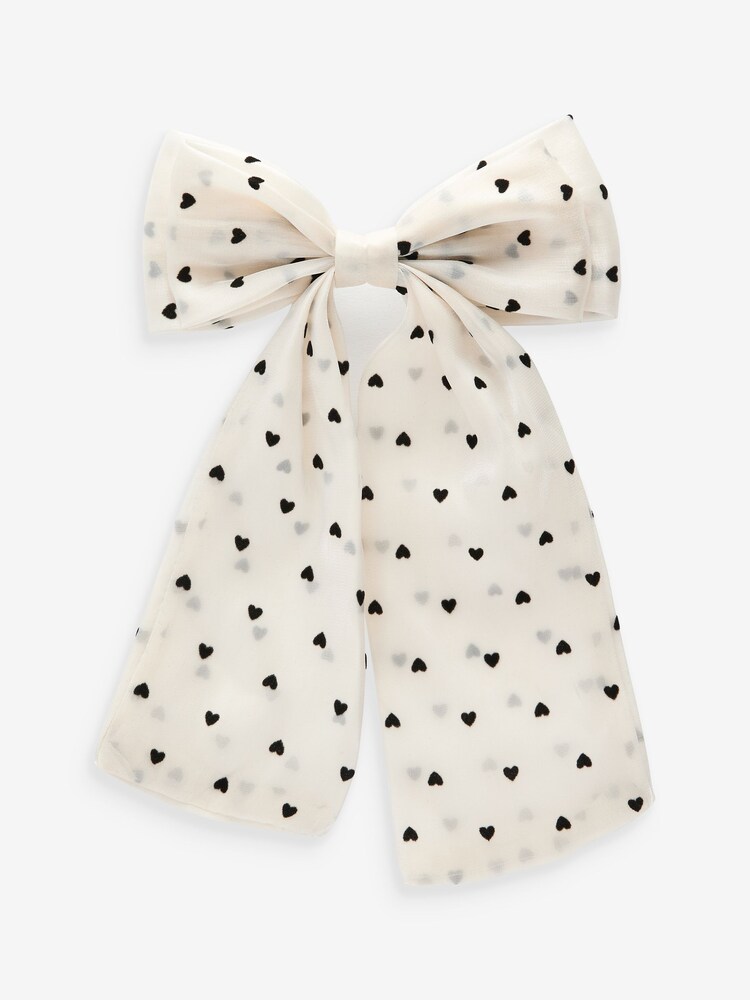 Aela Black Chiffon Polka Dot Bow Barette - Image 2 of 5