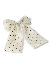 Aela Black Chiffon Polka Dot Bow Barette - Image 4 of 5
