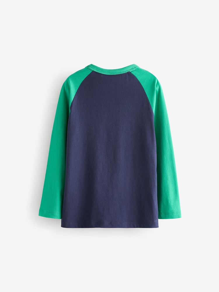 Little Bird by Jools Oliver Blue Long Sleeve 100% Cotton T-Shirts 3 Pack - Image 3 of 7