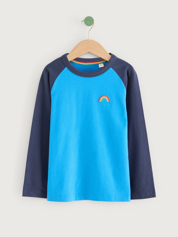 Little Bird by Jools Oliver Blue Long Sleeve 100% Cotton T-Shirts 3 Pack - Image 4 of 7