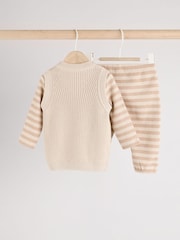 Neutral Stripe Baby Knit 100% Cotton Vest Set 3 Piece (0mths-2yrs) - Image 2 of 10