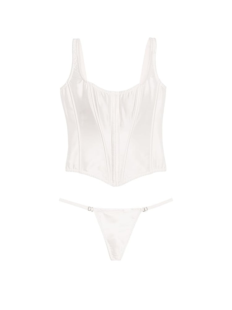 Victoria's Secret Coconut White Archive Satin Corset and Knicker Set - Image 3 of 3