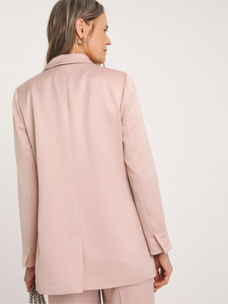 JD Williams Pink Satin Double Breasted Blazer - Image 2 of 4