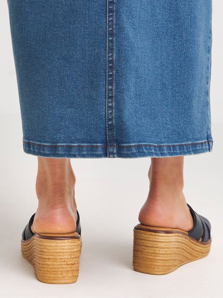 JD Williams Blue Extra Wide Fit Leather Wedge Mules - Image 4 of 4 JD Williams Blue Extra Wide Fit Leather Wedge Mules - Image 4 of 4