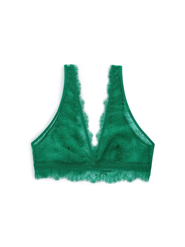 Love Stories Green Cherie Lace Plunge Bralette - Image 1 of 1