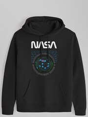 All + Every Black NASA Globe Retro Art Mens Hooded Sweatshirt - Image 2 of 3