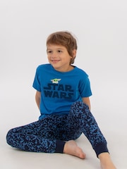Brands In Blue Boys The Mandalorian Logo Child Camo 100% Cotton Pyjamas - Image 1 of 3