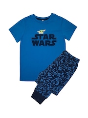 Brands In Blue Boys The Mandalorian Logo Child Camo 100% Cotton Pyjamas - Image 2 of 3