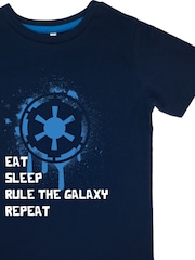 Brands In Blue Boys Star Wars Eat Sleep Repeat Stripes 100% Cotton Pyjamas - Image 3 of 3