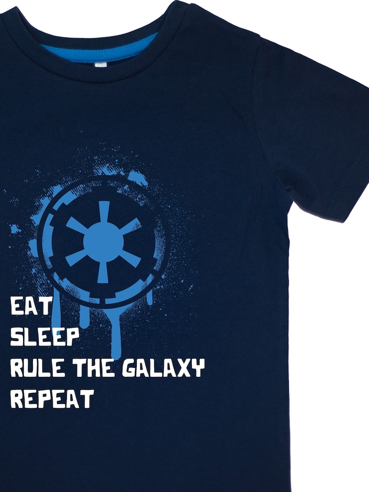 Brands In Blue Boys Star Wars Eat Sleep Repeat Stripes 100% Cotton Pyjamas - Image 3 of 3