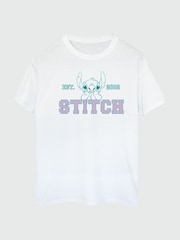 Brands In White 100% Cotton Lilo and Stitch Collegial Pastel Women Boyfriend Fit T-Shirt - Image 2 of 3