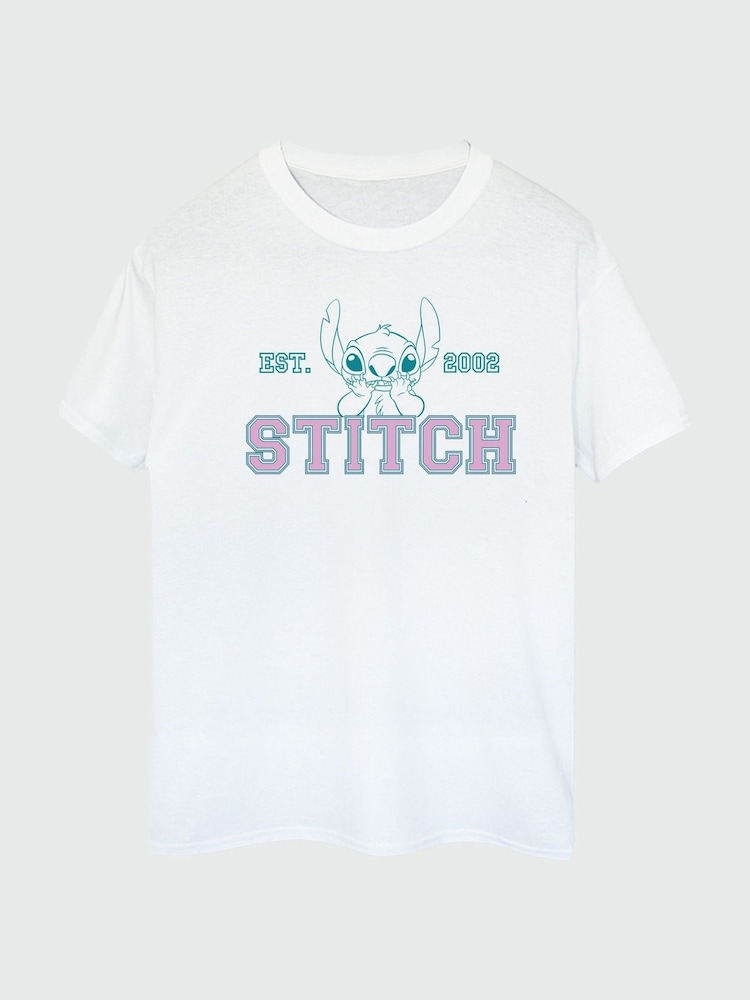 Brands In White 100% Cotton Lilo and Stitch Collegial Pastel Women Boyfriend Fit T-Shirt - Image 2 of 3
