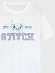 Brands In White 100% Cotton Lilo and Stitch Collegial Pastel Women Boyfriend Fit T-Shirt - Image 3 of 3