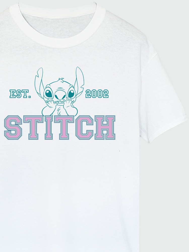 Brands In White 100% Cotton Lilo and Stitch Collegial Pastel Women Boyfriend Fit T-Shirt - Image 3 of 3