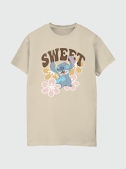 Brands In Cream 100% Cotton Lilo and Stitch Collegial Pastel Women Boyfriend Fit T-Shirt - Image 2 of 3
