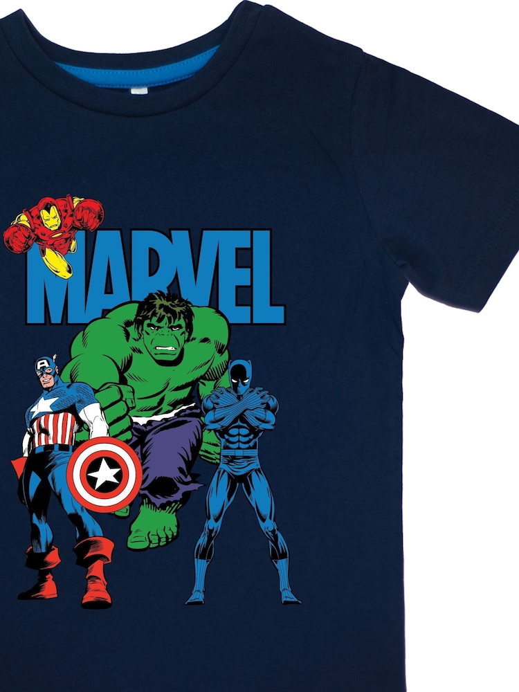Brands In Blue Boys Marvel Avengers Assemble Stripes 100% Cotton Pyjamas - Image 3 of 3