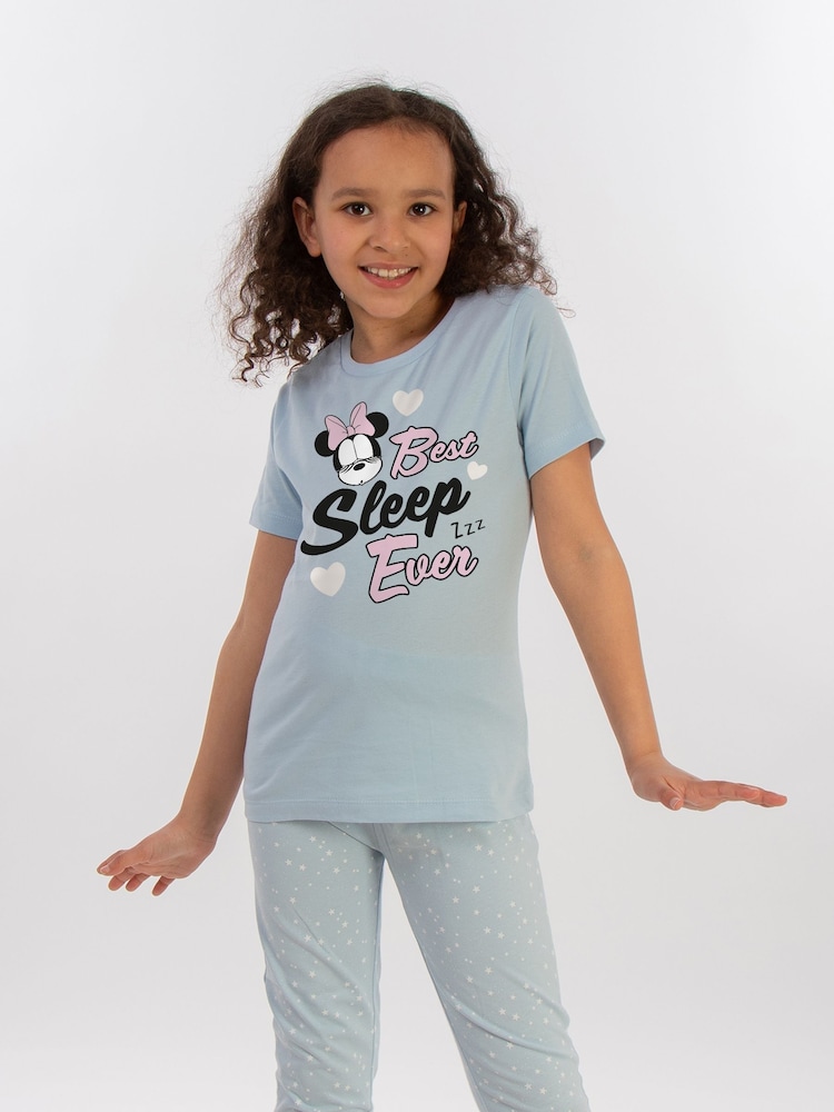 Brands In Blue Minnie Mouse Best Sleep Ever Girls Baby Stars 100% Cotton Pyjamas - Image 1 of 3