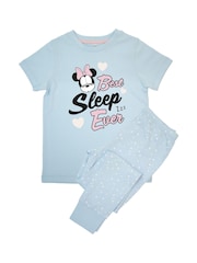 Brands In Blue Minnie Mouse Best Sleep Ever Girls Baby Stars 100% Cotton Pyjamas - Image 2 of 3