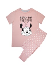 Brands In Pink Minnie Mouse Reach For The Stars Girls Baby Hearts 100% Cotton Pyjamas - Image 2 of 3